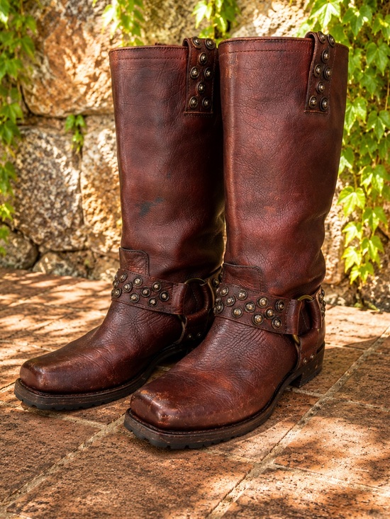 Frye Shoes - FRYE Heath Disc Harness Distressed Cognac Leather Boots, Beautiful Patina, 6B